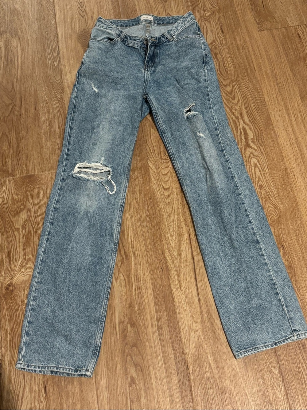 PacSun Women's 90’s Boyfriend Distressed Jeans - Light Blue Denim Size 27